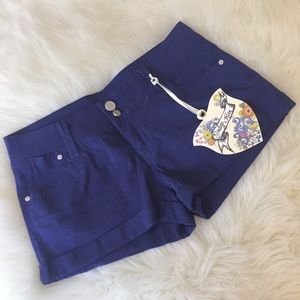 { purple cuffed shorts }